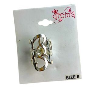 NWT Silver Toned Drema Swirl Statement Ring Size 8